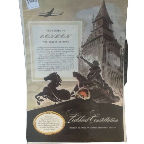 Vintage 1946 Lockheed Constellation Leader to London Ad Advertisement - Picture 4 of 4